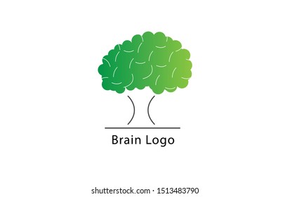 Tree Brain Logo Design Template Elements and green color