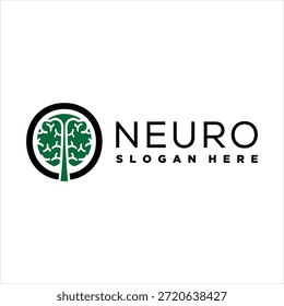 vetor do elemento de design do logotipo da neurologia cerebral da árvore