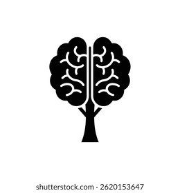 Tree with Brain as Trunk Indicating Intellectual Growth and Development