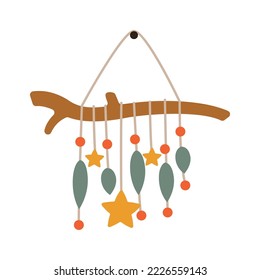 Tree branch with accessory flat icon Christmas interior element