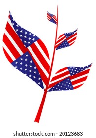 tree branch with american flag on it vector illustration