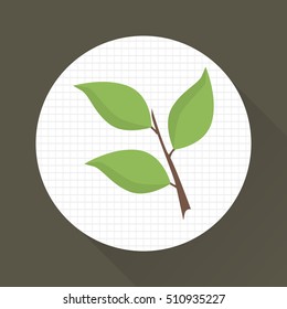 Tree branch color icon. Flat design. Environmental theme for web and mobile