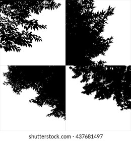Tree branch in the corner, illustration set, vector