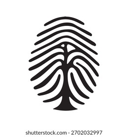 Tree Branch Fingerprint Logo Showing Life Growth and Human Roots