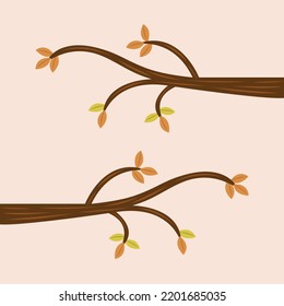 Tree branch flat vector illustration. Cute tree branch cartoon vector illustration for graphic design and decorative element