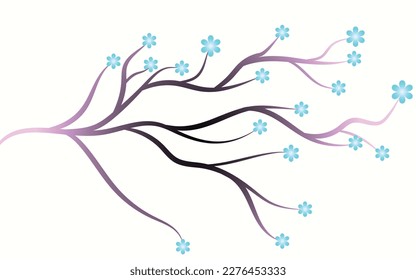 Tree branch and flower vector art isolated on a white background, natural floral background vector art illustration 8