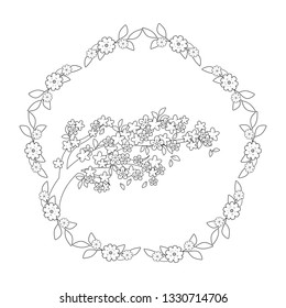 tree branch with flowers and crown