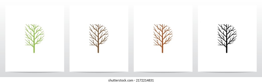 Logotipo D de la letra de formación de ramas de árbol
