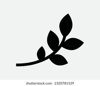 Tree Branch Icon. Leaves Leaf Nature Olive Grow Plant Growth Natural Organic. Black White Sign Symbol Illustration Artwork Graphic Clipart EPS Vector
