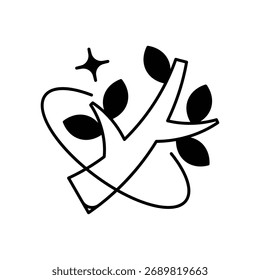 Baum-Zweig-Symbol mit weißem Hintergrund, Vektorgrafik
