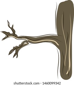 Tree branch, illustration, vector on white background.
