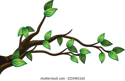 Tree branch isolated on white background illustration