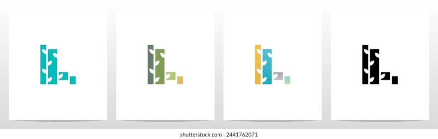 Tree Branch Leaf Divide Letter Initial Logo Design L