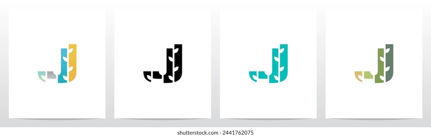 Tree Branch Leaf Divide Letter Initial Logo Design J
