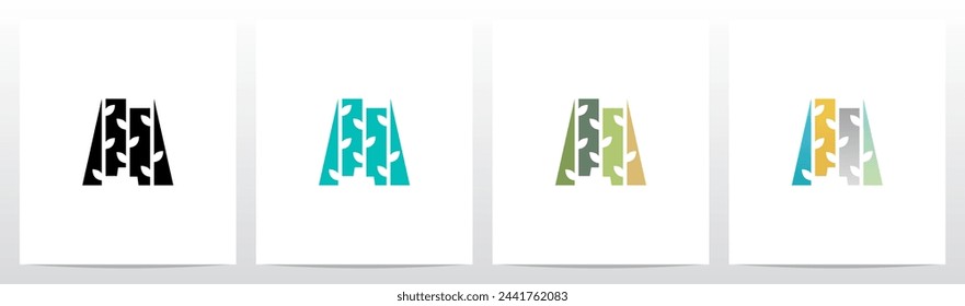 Tree Branch Leaf Divide Letter Initial Logo Design A