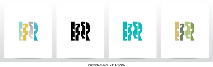 Tree Branch Leaf Divide Letter Initial Logo Design R