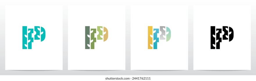 Tree Branch Leaf Divide Letter Initial Logo Design P