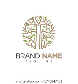 Tree Branch Leaf Logo Design Vector Image