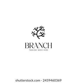 Tree branch leaf logo design template vector illustration idea