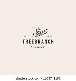 tree branch leaf logo hipster vintage retro vector icon illustration	
