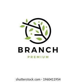 tree branch leaf logo vector icon illustration