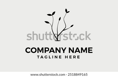tree branch leaf logo vector icon illustration, Minimalist icon and branding design.