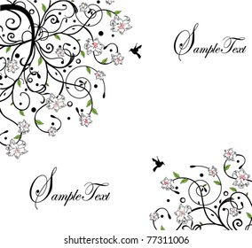 tree branch with leafs and flowers