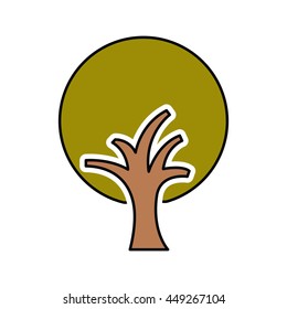 tree branch with leaves isolated icon design