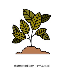 tree branch with leaves isolated icon design