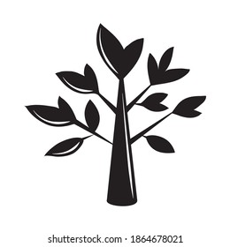 tree branch leaves nature silhouette icon vector illustration