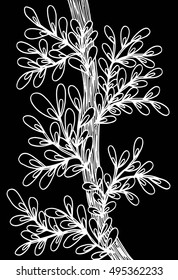 Tree, branch with leaves. Vector. Hand drawn artwork. 