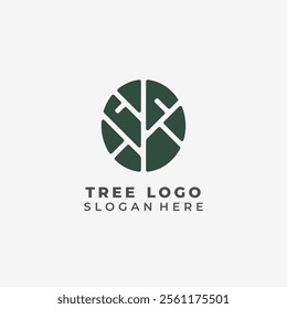 Tree branch logo design on a simple modern vector circle