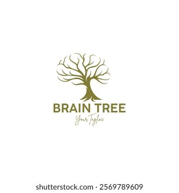 tree branch logo forming brain vector design inspiration