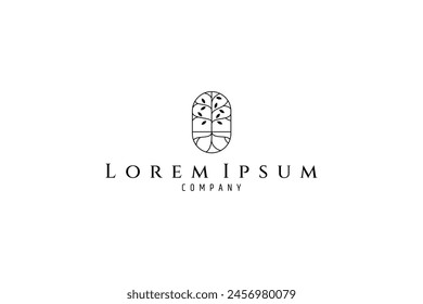 Tree branch logo with leaves