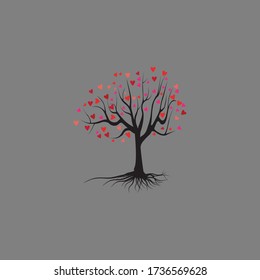 tree branch love logo vector illustratoins design