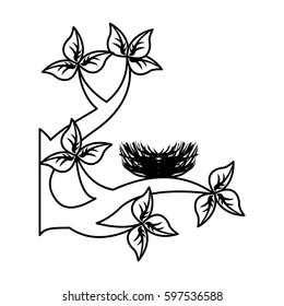 tree branch with nest nature isolated icon vector illustration design