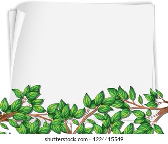 Rama de árbol en la ilustración de plantilla de papel en blanco