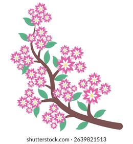 tree branch with pink flowers on transparent background,elements for decoration