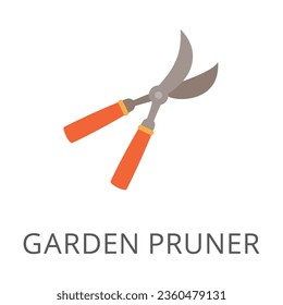Tree branch pruner isolated on white. Colored flat vector icon of farming tools. Gardening and agriculture concept