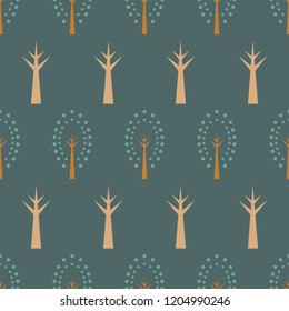 tree and branch seamless pattern with clipping mask
