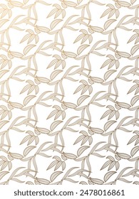 Tree Branch Seamless Pattern. Modern Eucalyptus Leaves Contour Ornament. Line Art Plant and Laurel Twig. Floral Vector Background.