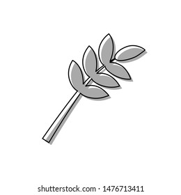 Tree branch sign. Black line icon with gray shifted flat filled icon on white background. Illustration.