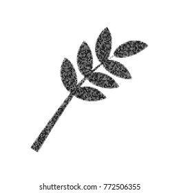 Tree branch sign. Vector. Black icon from many ovelapping circles with random opacity on white background. Noisy. Isolated.