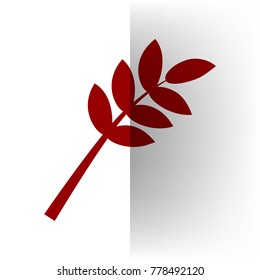 Tree branch sign. Vector. Bordo icon on white bending paper background.