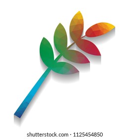Tree branch sign. Vector. Colorful icon with bright texture of mosaic with soft shadow on white background. Isolated.
