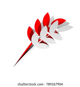 Tree branch sign. Vector. Detachable paper icon with red body stock. Isolated.