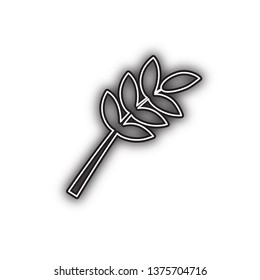 Tree branch sign. Vector. Double contour black icon with soft shadow at white background. Isolated.