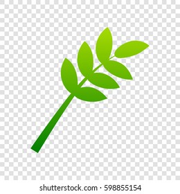 Tree branch sign. Vector. Green gradient icon on transparent background.