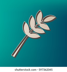 Tree branch sign. Vector. Icon printed at 3d on sea color background.