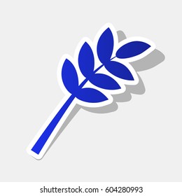 Tree branch sign. Vector. New year bluish icon with outside stroke and gray shadow on light gray background.